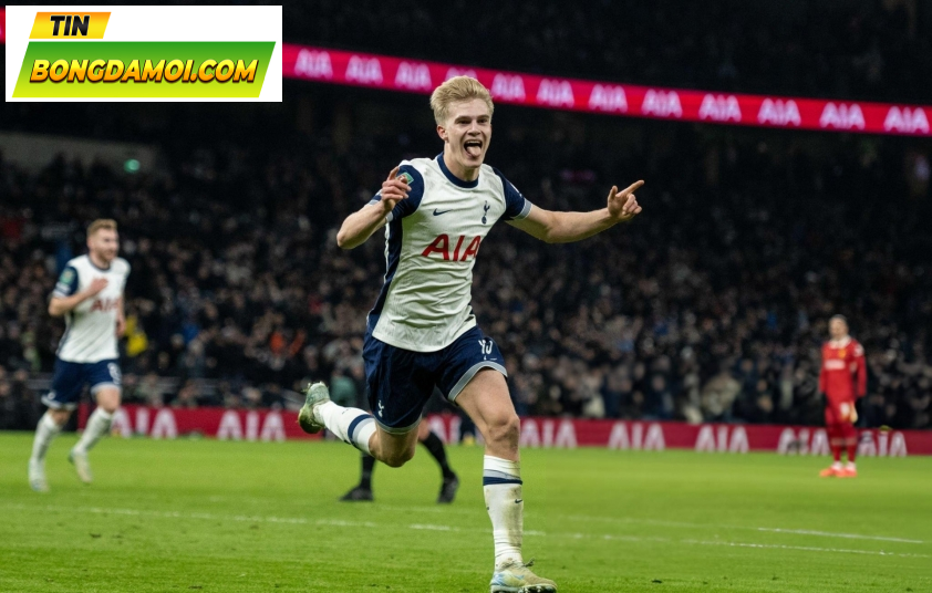 Tottenham đánh bại Liverpool nhờ bàn thắng duy nhất của Lucas Bergvall. Ảnh: Getty